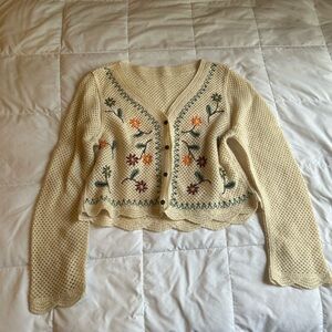 Cream Floral Cardigan